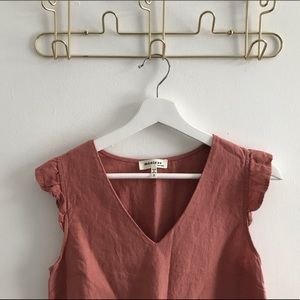 Monteau Los Angeles Flutter Sleeve Linen Dress